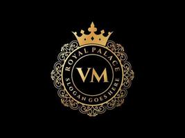 carta vm antigo logotipo vitoriano de luxo real com moldura ornamental. vetor