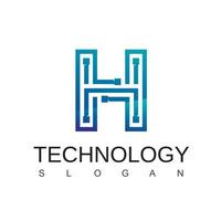 logotipo de tecnologia letra h com símbolo de circuito vetor