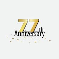 celebração de aniversário de 77 anos de ouro logotipo elegante fundo branco vetor