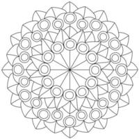 mandala geométrica de contorno com pétalas e círculos, página para colorir meditativa com padrões simples vetor