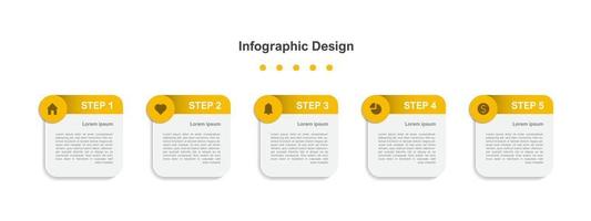 modelo de infográfico de negócios abstrato laranja de cinco passos vetor