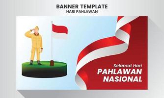 selamat hari pahlawan nasional. tradução feliz dia dos heróis nacionais indonésios. ilustração vetorial vetor