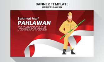 selamat hari pahlawan nasional. tradução feliz dia dos heróis nacionais indonésios. ilustração vetorial vetor