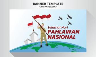 selamat hari pahlawan nasional. tradução feliz dia dos heróis nacionais indonésios. ilustração vetorial vetor