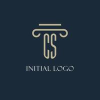 cs logotipo inicial para advogado, escritório de advocacia, escritório de advocacia com design de ícone de pilar vetor