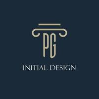 pg logotipo inicial para advogado, escritório de advocacia, escritório de advocacia com design de ícone de pilar vetor