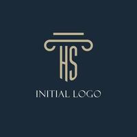 hs logotipo inicial para advogado, escritório de advocacia, escritório de advocacia com design de ícone de pilar vetor