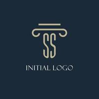 ss logotipo inicial para advogado, escritório de advocacia, escritório de advocacia com design de ícone de pilar vetor
