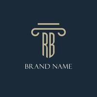 rb logotipo inicial para advogado, escritório de advocacia, escritório de advocacia com design de ícone de pilar vetor