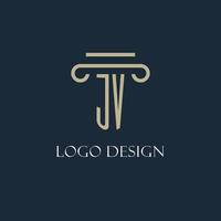jv logotipo inicial para advogado, escritório de advocacia, escritório de advocacia com design de ícone de pilar vetor