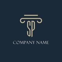 sp logotipo inicial para advogado, escritório de advocacia, escritório de advocacia com design de ícone de pilar vetor