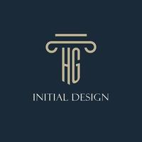 hg logotipo inicial para advogado, escritório de advocacia, escritório de advocacia com design de ícone de pilar vetor