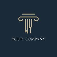 wy logotipo inicial para advogado, escritório de advocacia, escritório de advocacia com design de ícone de pilar vetor