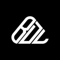 design criativo do logotipo da letra bdl com gráfico vetorial, logotipo simples e moderno bdl em forma de triângulo redondo. vetor