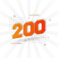 alfabeto de fonte de vetor de 200 números. número 200 com vetor de estoque de elemento decorativo