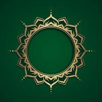 fundo de mandala, verde e dourado vetor