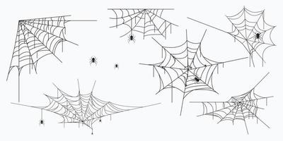 teias de aranha definir ilustração vetor preto e branco eps10