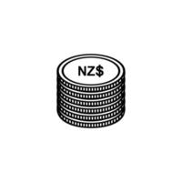 símbolo de ícone de moeda da Nova Zelândia. Dólar da Nova Zelândia, sinal nzd. ilustração vetorial vetor