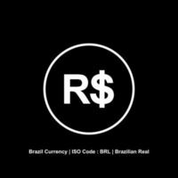 moeda brasileira, sinal brl, símbolo do ícone real brasileiro. ilustração vetorial vetor