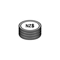 símbolo de ícone de moeda da Nova Zelândia. Dólar da Nova Zelândia, sinal nzd. ilustração vetorial vetor