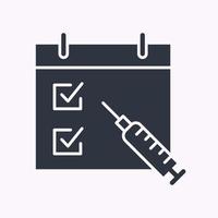 agendar o ícone de glifo de vacinação em fundo branco. ilustração vetorial. vetor