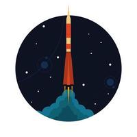 lançamento de foguete espacial. ilustração vetorial. vetor