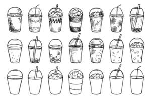 lindo copo de água, milkshake, suco ou refrigerante. ilustração de bebida. conjunto de clipart de coquetel simples vetor