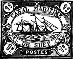 selo de 1 centavo da empresa do canal de suez, 1868, ilustração vintage vetor