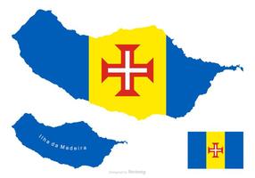 Madeira mapa e bandeira Vector