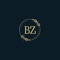 monograma de beleza inicial bz e design de logotipo elegante, logotipo de caligrafia da assinatura inicial, casamento, moda, floral e botânico com modelo criativo. vetor