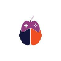 vetor de logotipo do jogo cerebral. design de logotipo de cérebro e jogo