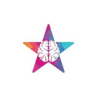 design de logotipo de conceito de forma de estrela cerebral. ícone do logotipo do cérebro do pensamento do poder do brainstorm vetor