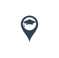 chapéu de formatura mapa pin forma conceito design de logotipo de vetor. design de logotipo de vetor institucional e educacional.