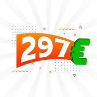 Símbolo de texto de vetor de moeda de 297 euros. vetor de estoque de dinheiro da união europeia de 297 euros