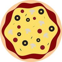 pizza com cogumelos, ilustração, vetor em fundo branco.