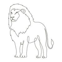 linha de leão selvagem desenhada vetor