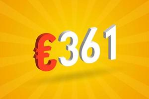361 euro moeda 3d símbolo de texto de vetor. vetor de estoque de dinheiro da união europeia 3d 361 euro