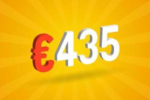 Símbolo de texto de vetor 3d de moeda de 435 euros. vetor de estoque de dinheiro da união europeia de 435 euros