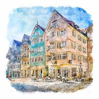 esslingen alemanha esboço em aquarela ilustração desenhada à mão vetor