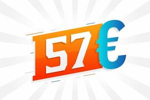 símbolo de texto de vetor de moeda de 57 euros. vetor de estoque de dinheiro da união europeia de 57 euros