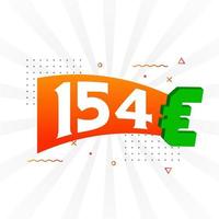 símbolo de texto de vetor de moeda de 154 euros. vetor de estoque de dinheiro da união europeia de 154 euros