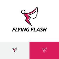 flash voador asa de anjo trovão poder energia logotipo vetor