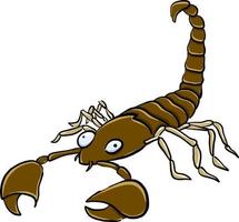 escorpião marrom, ilustração, vetor em fundo branco
