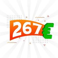 Símbolo de texto de vetor de moeda de 267 euros. vetor de estoque de dinheiro da união europeia de 267 euros