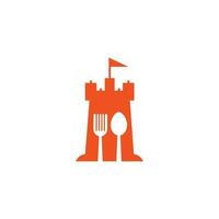 modelo de logotipo de castelo de comida. conceito de logotipo de combinação de sinal de forte e comida vetor