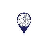 cérebro conexão mapa pino forma conceito forma conceito logotipo design. modelo de logotipo de cérebro digital. vetor