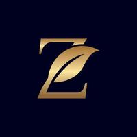 logotipo de ouro z com folha vetor