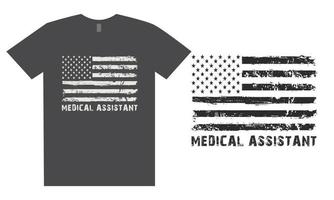 design de camiseta de bandeira de assistente médico vetor