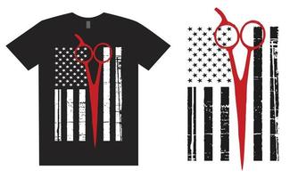 design de camiseta de salão de bandeira americana vetor