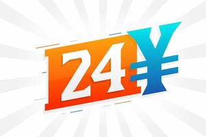 Símbolo de texto de vetor de moeda chinesa de 24 yuans. vetor de estoque de dinheiro de moeda japonesa de 24 ienes